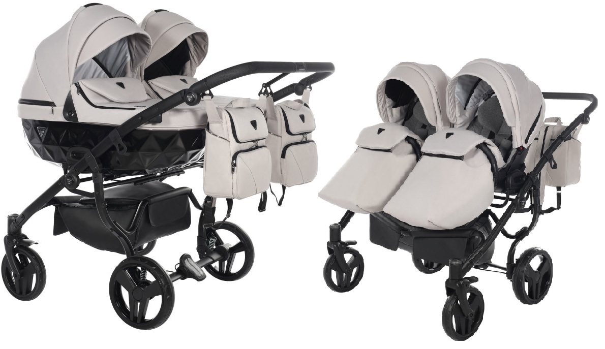 Junama Basic Duo 05 Clay Grey Dvīņu rati 2in1