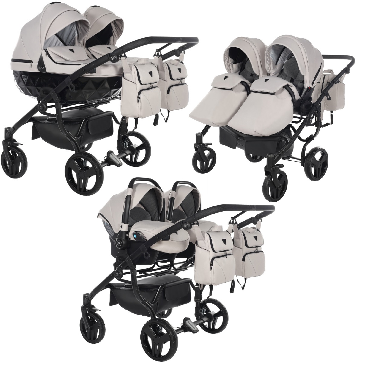 Junama Basic Duo 05 Clay Grey Dvīņu rati 3in1