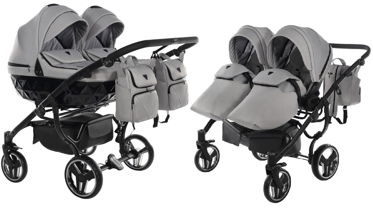 Junama Basic Duo 06 Grey Mist Dvīņu rati 2in1