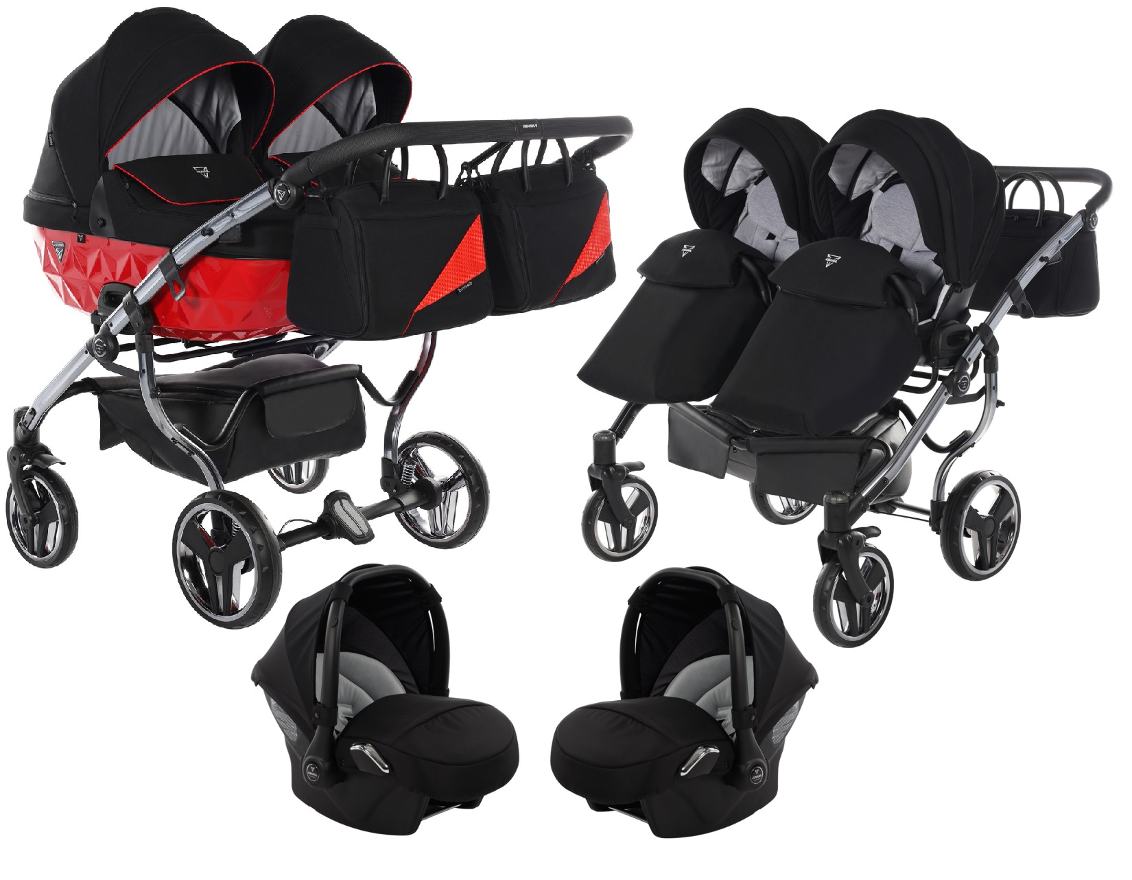 Junama Diamond S-Line Duo 01 Red Dvīņu rati 3in1