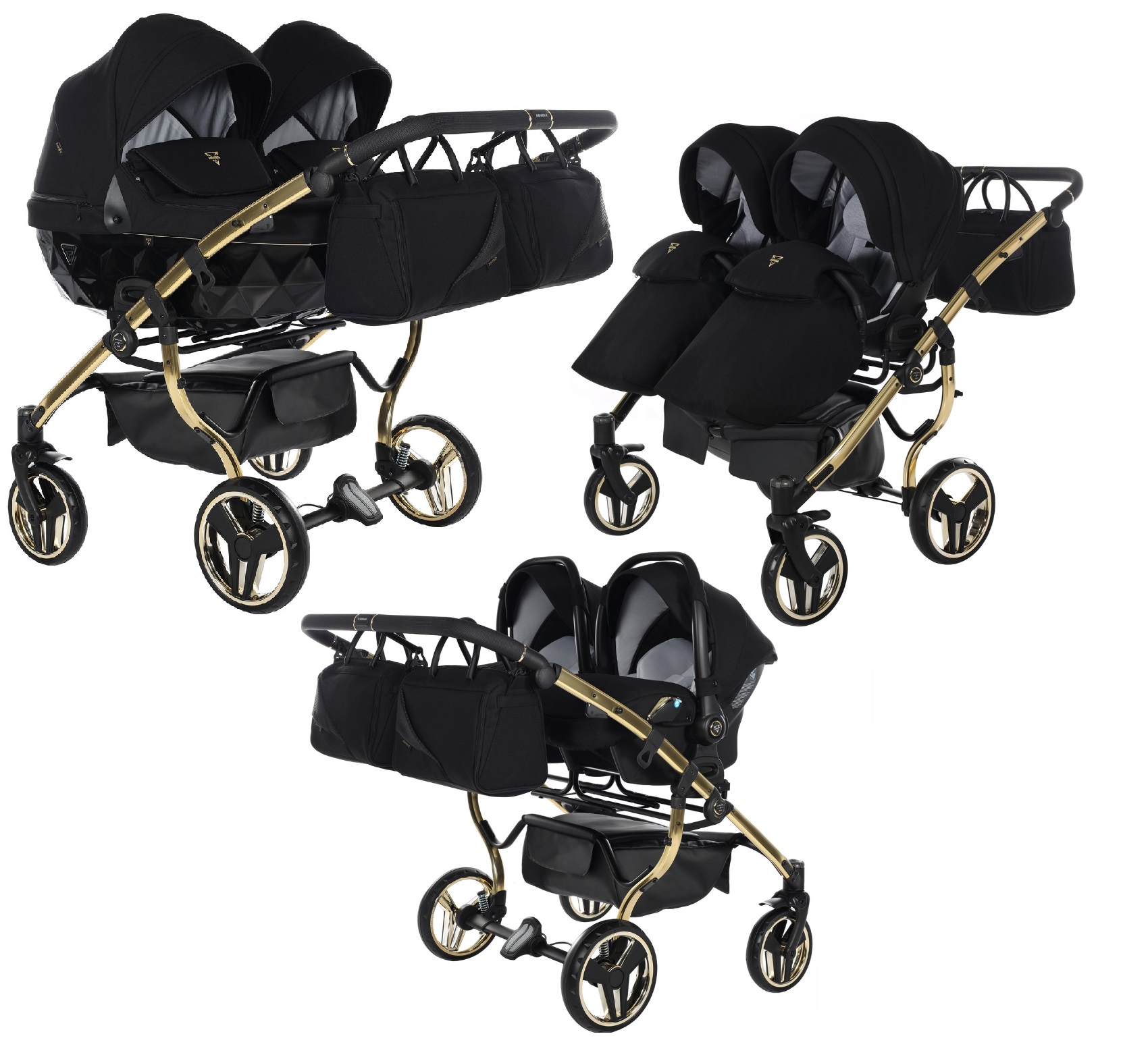 Junama Diamond S-Line Duo 02 Black Gold Dvīņu rati 3in1