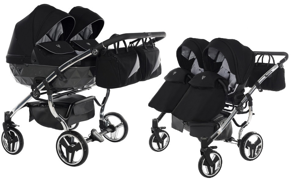 Junama Diamond S-Line Duo 03 Black Grey Dvīņu rati 2in1