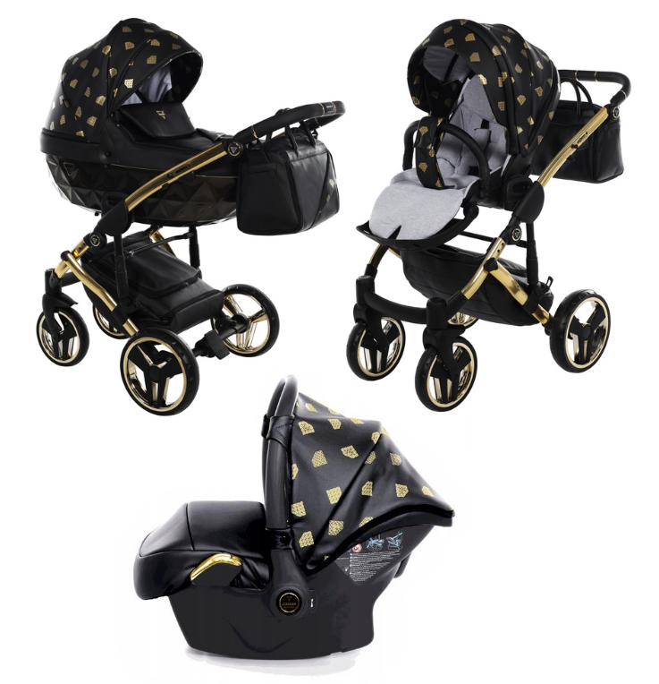 Junama Glow col.5 Black gold Bērnu ratiņi 3 in 1