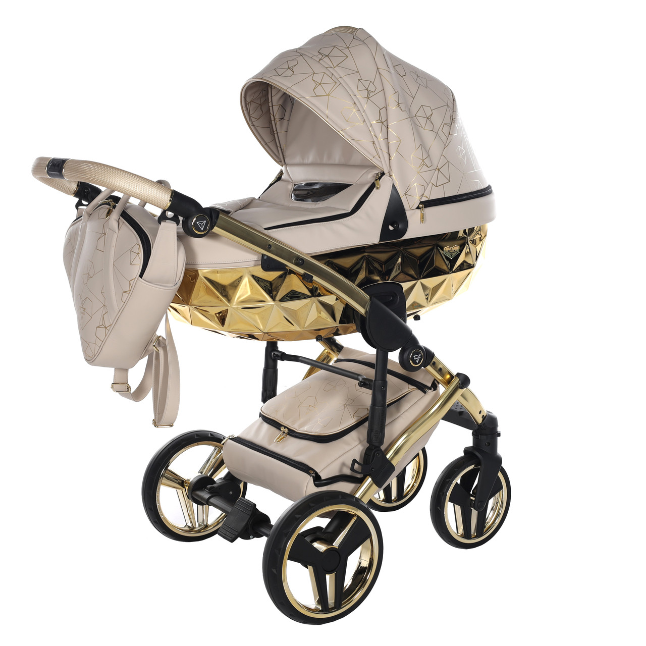 Junama Heart 07 Beige gold Bērnu rati 2in1