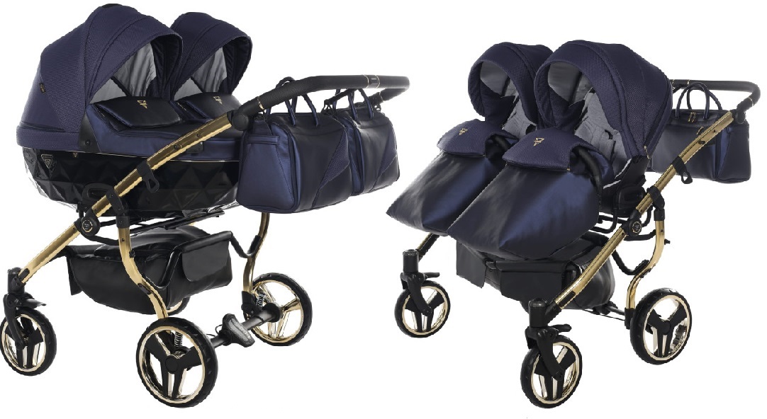 Junama Saphire Duo 01 Navy Blue Dvīņu rati 2in1