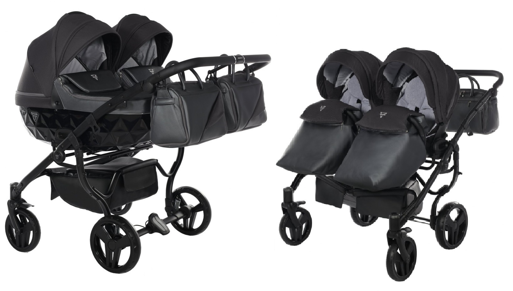 Junama Saphire Duo 02 Black Dvīņu rati 2in1