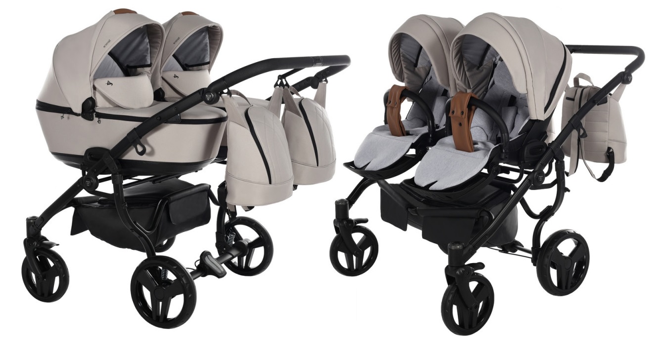 Junama Space Duo 02 Beige Dvīņu rati 2in1