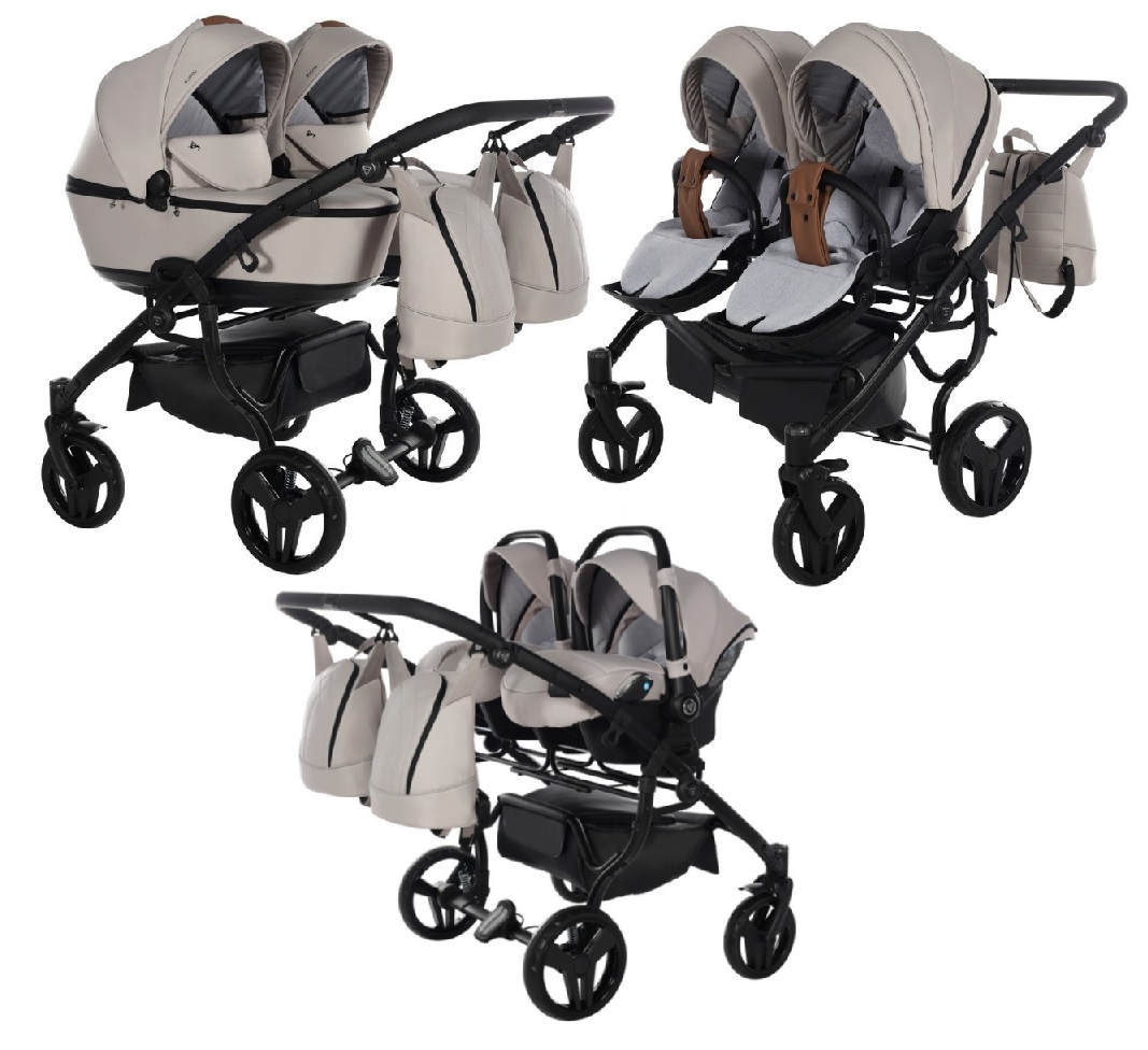 Junama Space Duo 02 Beige Dvīņu rati 3in1