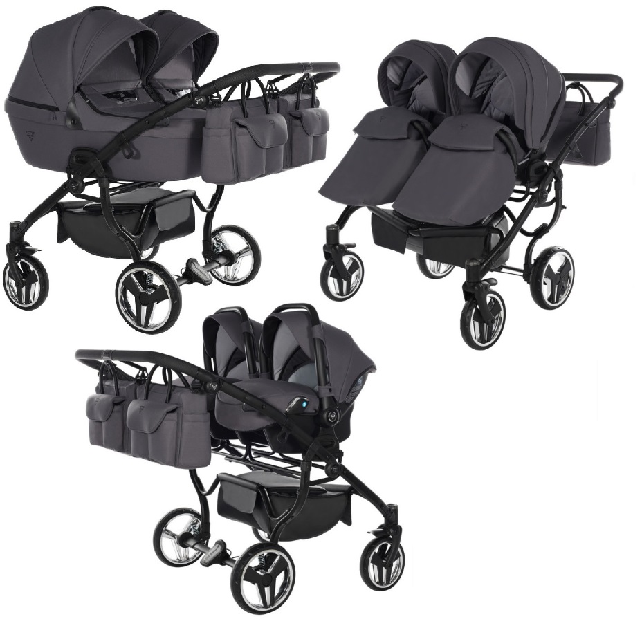 Junama Termo Line Tex Duo 02 Graphite grey Dvīņu rati 3in1