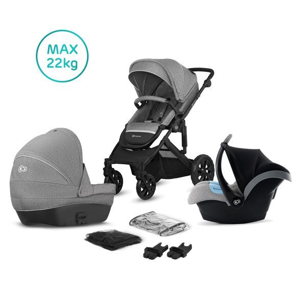 Kinderkraft Prime Lite Grey Bērnu rati 3in1