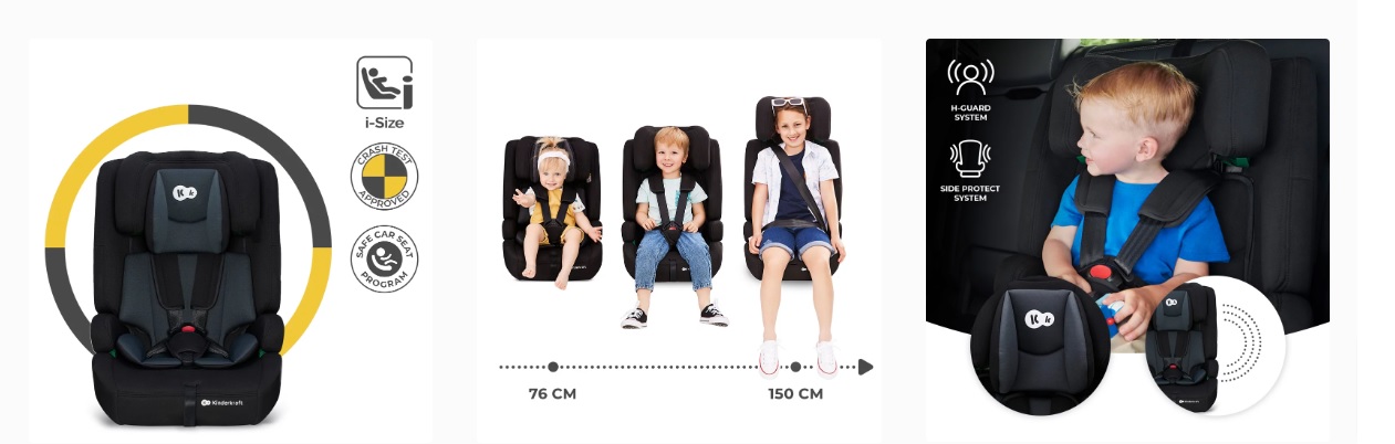 Kinderkraft Safety Fix 2 I-Size Black Bērnu autosēdeklis 9-36 kg