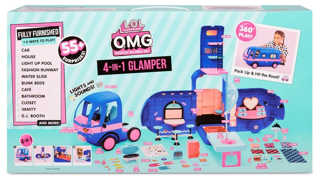 MGA LOL Surprise 4 in 1 Glamper Fashion Camper with 55 Surprise BabyBest.lv