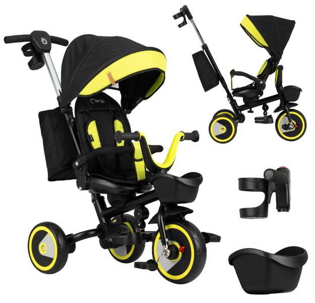 Momi Invidia 360 5in1 Black yellow Bērnu trīsritenis