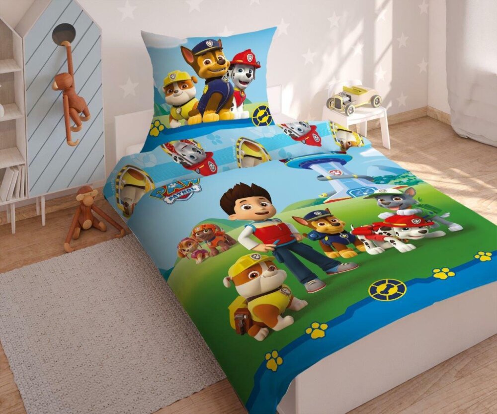 Nickelodeon Paw Patrol Kokvilnas gultas veļas komplekts no 2 daļām 140x200