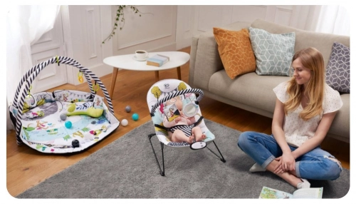 Развивающий коврик-манеж с бортиками Kinderkraft SmartPlay Educational Playmat + Smartfun Шезлонг
