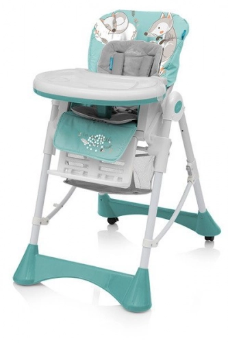 Baby Design PEPE 05 Turguoise Стульчик для кормления с велюровым вкладышем