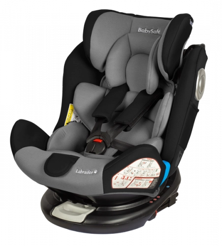 BabySafe Labrador 360 Grey black Bērnu autosēdeklis 0-36 kg