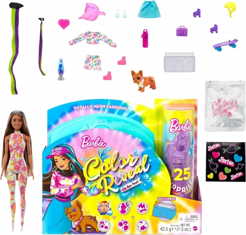 Barbie Color Reveal Neon Tie-Dye + 25 Surprises HCD25 Kукла