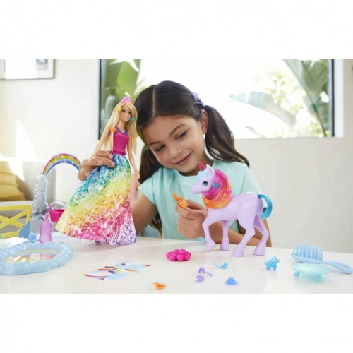 Barbie Dreamtopia Feature Pet Nurturing Playset кукла с единорогом GTG01