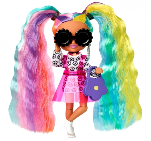 Barbie Extra Mini Doll кукла Daisy Rainbow Pigtails Hoodie HHF82