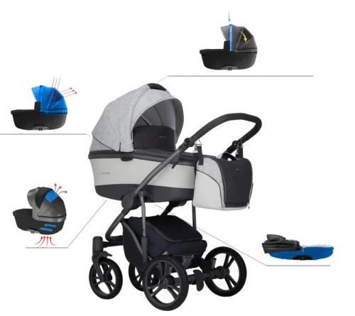 Bebetto Bresso Grey 22 Bērnu rati 2in1