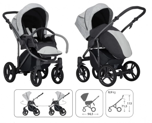 Bebetto Bresso Grey 22 Bērnu rati 2in1