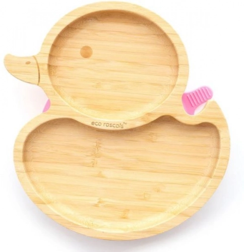Bērnu Bambusa šķīvis ar piesūcekni Eco Rascals Duck blue