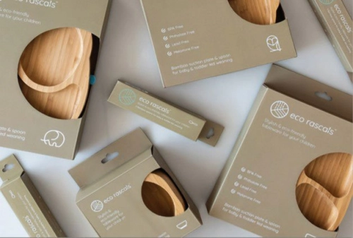 Bērnu Bambusa šķīvis ar piesūcekni Eco Rascals Duck blue