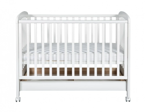 Детская кроватка с ящиком и опускающейся боковиной TROLL Nina Lux White COT-NN0027-WH