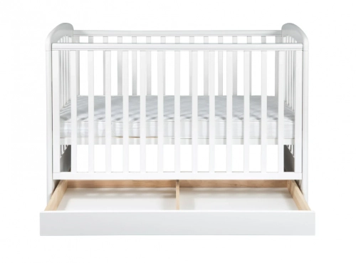Детская кроватка с ящиком и опускающейся боковиной TROLL Nina Lux White COT-NN0027-WH