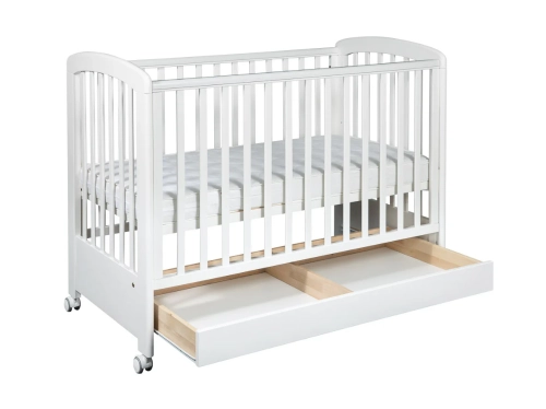 Детская кроватка с ящиком и опускающейся боковиной TROLL Nina Lux White COT-NN0027-WH