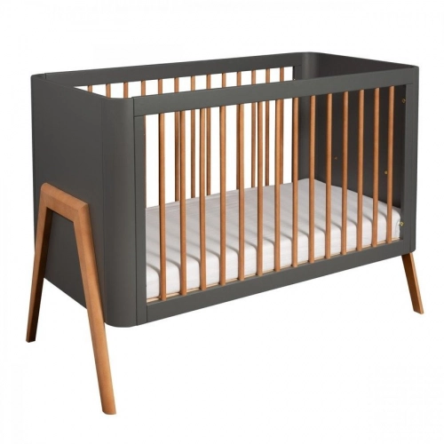 Bērnu gulta ar nolaižamu sānu TROLL Torsten Seal grey/teak COT-TR0596-SG/TK