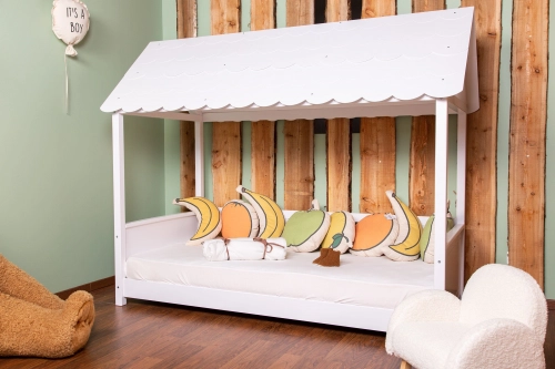 Детская кровать Дом с крышей 200x90 см Childhome Rooftop bed frame house White