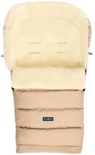 Спальный мешок для коляски на овечьей шерсти Zaffiro iGROW Wool Melange beige
