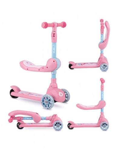 Трехколесный cамокат c сиденьем 2in1 Momi Kiuru Pink