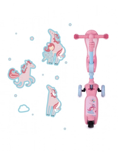 Трехколесный cамокат c сиденьем 2in1 Momi Kiuru Pink