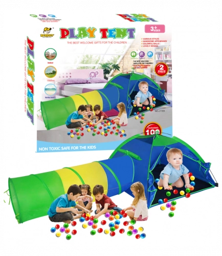 Bērnu telts Tunelis + bumbiņas Play tent