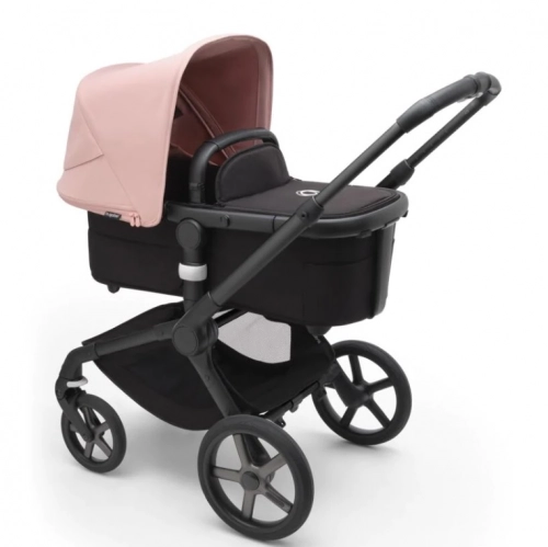 Bugaboo Fox 5 Midnight black Bērnu rati 2in1 Melns rāmis + Jumts Morning Pink