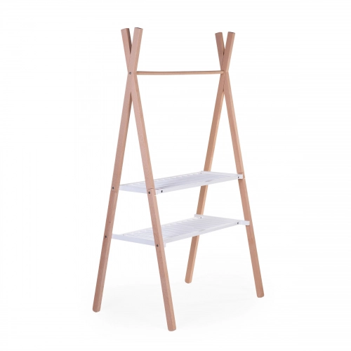 Childhome TIPI 2in1 White Natural Bērnu Šūpulis 50x90 + Drēbju pakaramais