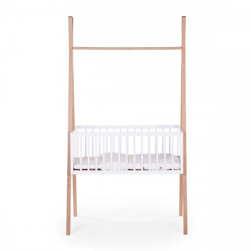 Childhome TIPI 2in1 White Natural Bērnu Šūpulis 50x90 + Drēbju pakaramais