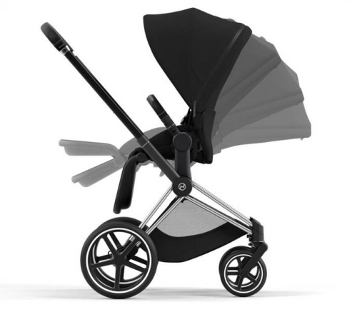 Cybex e-Priam Deep Black Chrome black frame Pastaigu rati