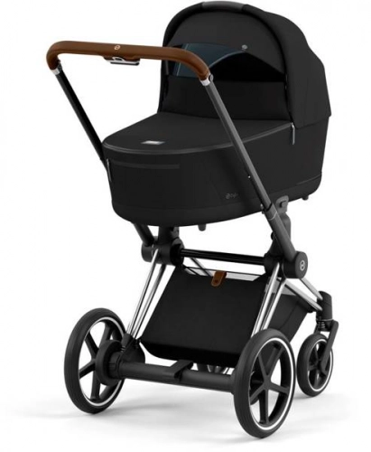 Cybex e-Priam Deep Black Chrome brown frame Детская коляска 4 в 1