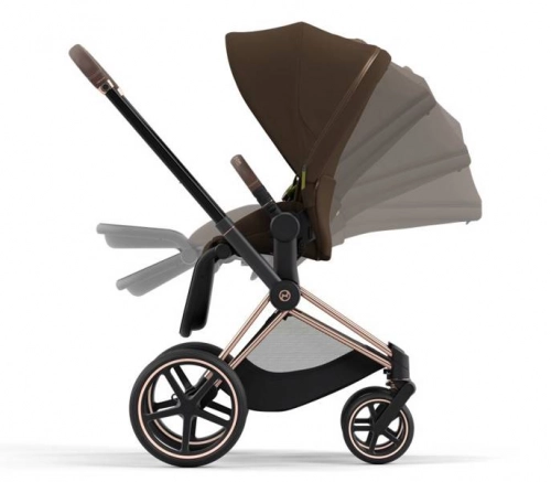 Cybex e-Priam Khaki Brown Rosegold frame Pastaigu rati