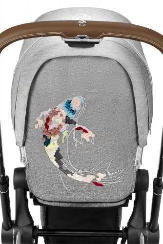 Cybex e-Priam Koi Crystallized Chrome brown frame Pastaigu rati
