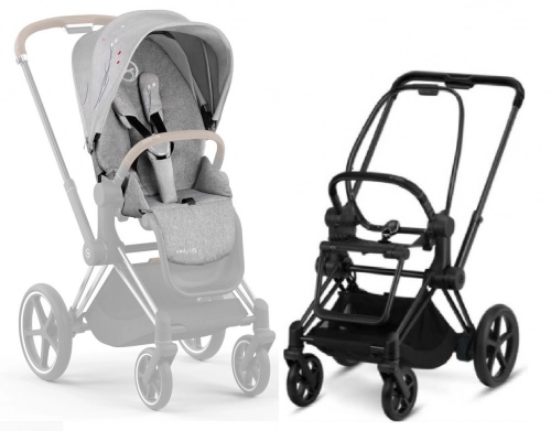 Cybex e-Priam Koi Crystallized Matt black frame Pastaigu rati