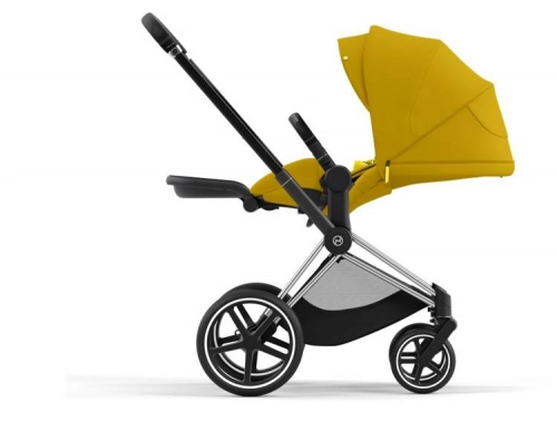 Cybex e-Priam Mustard Yellow Chrome black frame Pastaigu rati