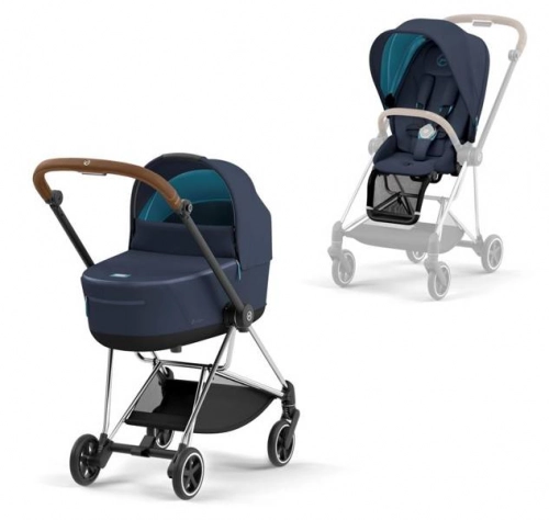 Cybex Mios 3.0 + Cloud Z2 i-Size Nautical Blue + Chrome brown frame Bērnu rati 3in1