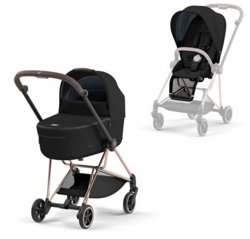 Cybex Mios 3.0 Deep Black Plus + Cloud Z I-Size + Rose gold frame Bērnu rati 3in1