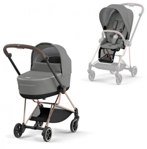 Cybex Mios 3.0 Soho Grey Plus + Cloud Z I-Size + Rose gold frame Bērnu rati 3in1