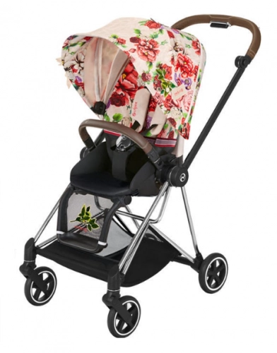 Cybex Mios Spring Blossom Light + Chrome Brown Frame Bērnu rati 2in1